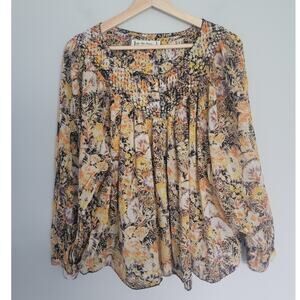 Free People We The Free Womens S Cool Meadow Floral Button Front Top